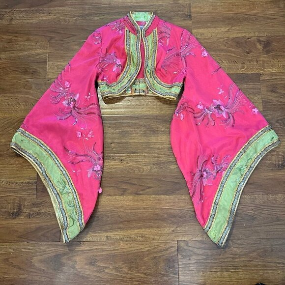 Vintage cropped embroidered embellished kimono jacket - Picture 6 of 6